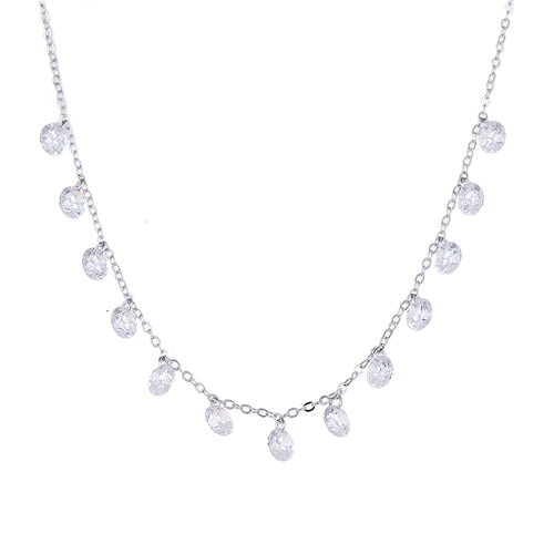 925 sterling silver zircon women short chain necklace