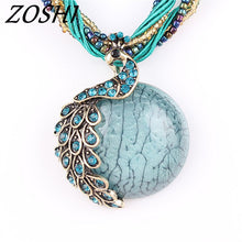Load image into Gallery viewer, Blue natural crystal stone pendant necklace