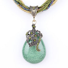Load image into Gallery viewer, Blue natural crystal stone pendant necklace