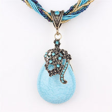 Load image into Gallery viewer, Blue natural crystal stone pendant necklace