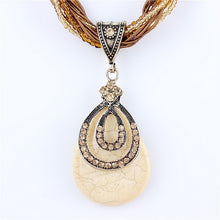 Load image into Gallery viewer, Blue natural crystal stone pendant necklace