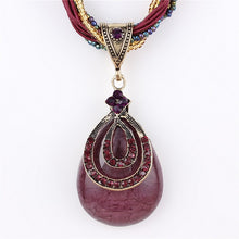 Load image into Gallery viewer, Blue natural crystal stone pendant necklace