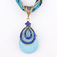 Load image into Gallery viewer, Blue natural crystal stone pendant necklace
