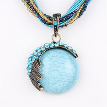 Load image into Gallery viewer, Blue natural crystal stone pendant necklace