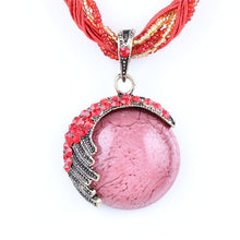 Load image into Gallery viewer, Blue natural crystal stone pendant necklace