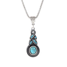 Load image into Gallery viewer, Blue natural crystal stone pendant necklace