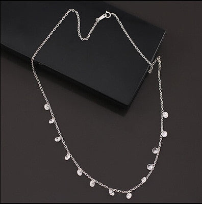 925 sterling silver zircon tassel necklaces