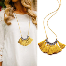 Load image into Gallery viewer, Vintage Long Leather Rope Chain Boho Tassel Pendant Necklace