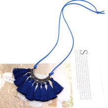 Load image into Gallery viewer, Vintage Long Leather Rope Chain Boho Tassel Pendant Necklace