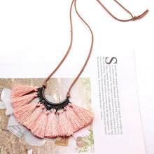 Load image into Gallery viewer, Vintage Long Leather Rope Chain Boho Tassel Pendant Necklace