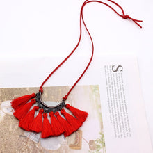 Load image into Gallery viewer, Vintage Long Leather Rope Chain Boho Tassel Pendant Necklace