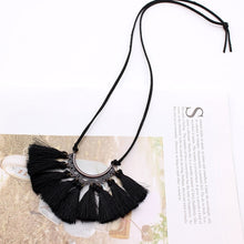 Load image into Gallery viewer, Vintage Long Leather Rope Chain Boho Tassel Pendant Necklace