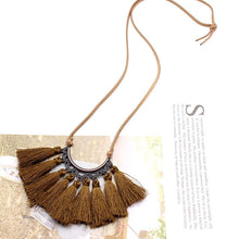 Load image into Gallery viewer, Vintage Long Leather Rope Chain Boho Tassel Pendant Necklace