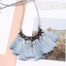 Load image into Gallery viewer, Vintage Long Leather Rope Chain Boho Tassel Pendant Necklace