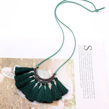 Load image into Gallery viewer, Vintage Long Leather Rope Chain Boho Tassel Pendant Necklace
