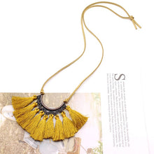 Load image into Gallery viewer, Vintage Long Leather Rope Chain Boho Tassel Pendant Necklace