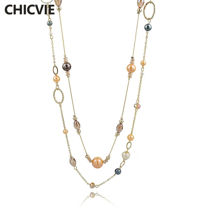 Long Natural Stone Beads Necklace