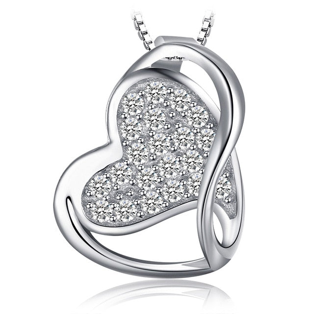 925 Sterling Silver Pendants Necklace Heart Cubic Zirconia