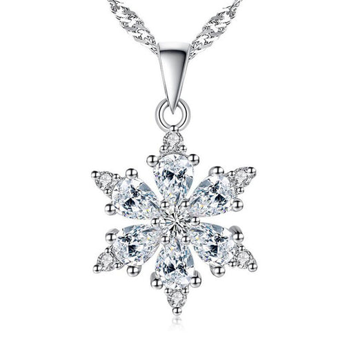 925 Sterling SilverZircon Snowflake Necklace