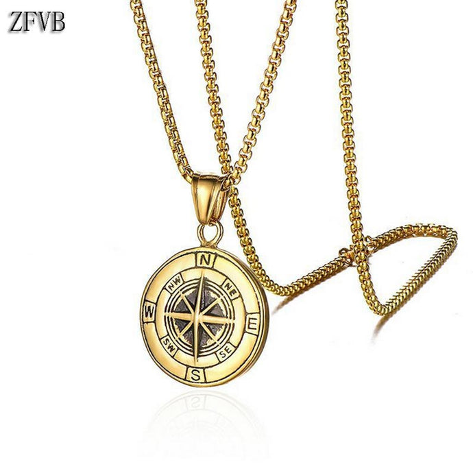 ZFVB Vintage Compass Necklace
